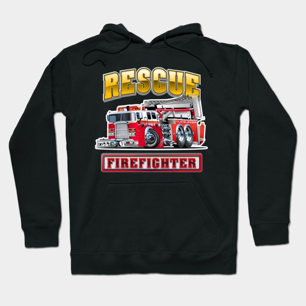 Cartoon Fire Truck Hoodie by Mechanik